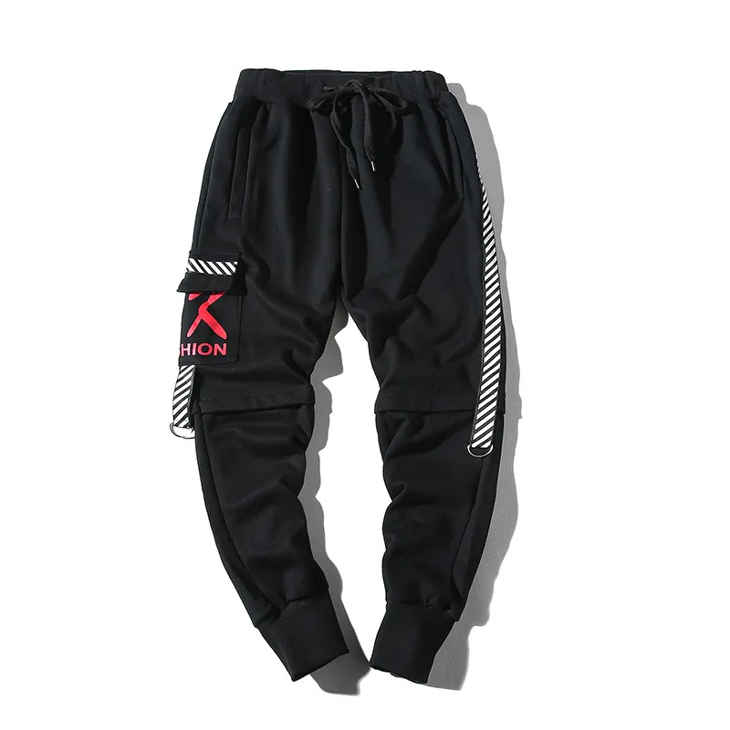 

2019 Spring New Style Men Fashion Hong Kong Style Joint Loose Casual Large Size MEN'S Sports Pants Casual Pants K69