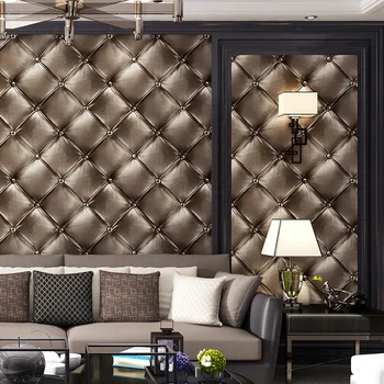 

Europe Imitation Soft Leather Wallpaper PVC Wall Paper Roll For Livingroom TV Wall Decor Rhombus Wallpaper Roll Decoration