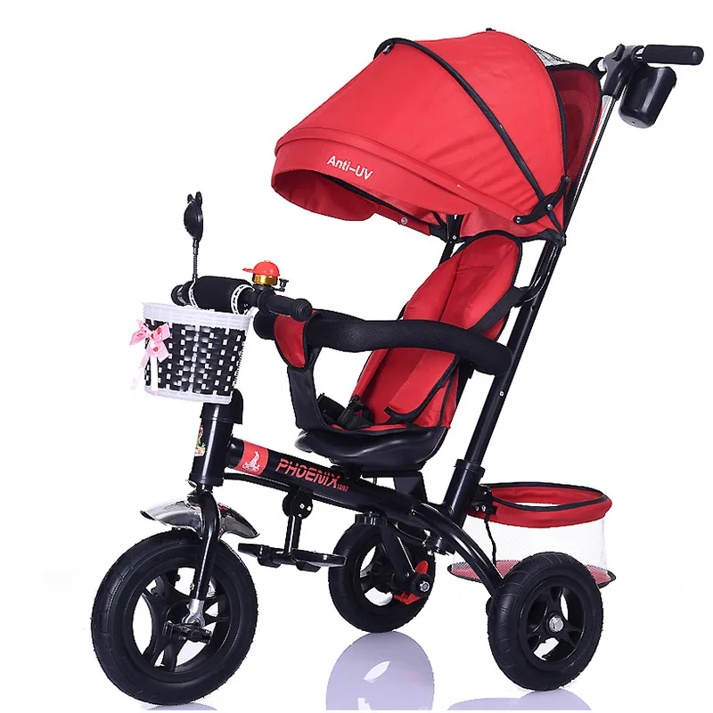 black red Бренд 1-6 лет Детский трицикл Высококачественный поворотный сиденье Детский трицикл велосипед детская двухместная коляска BMX детский автомобиль велосипед - Цвет: black red
