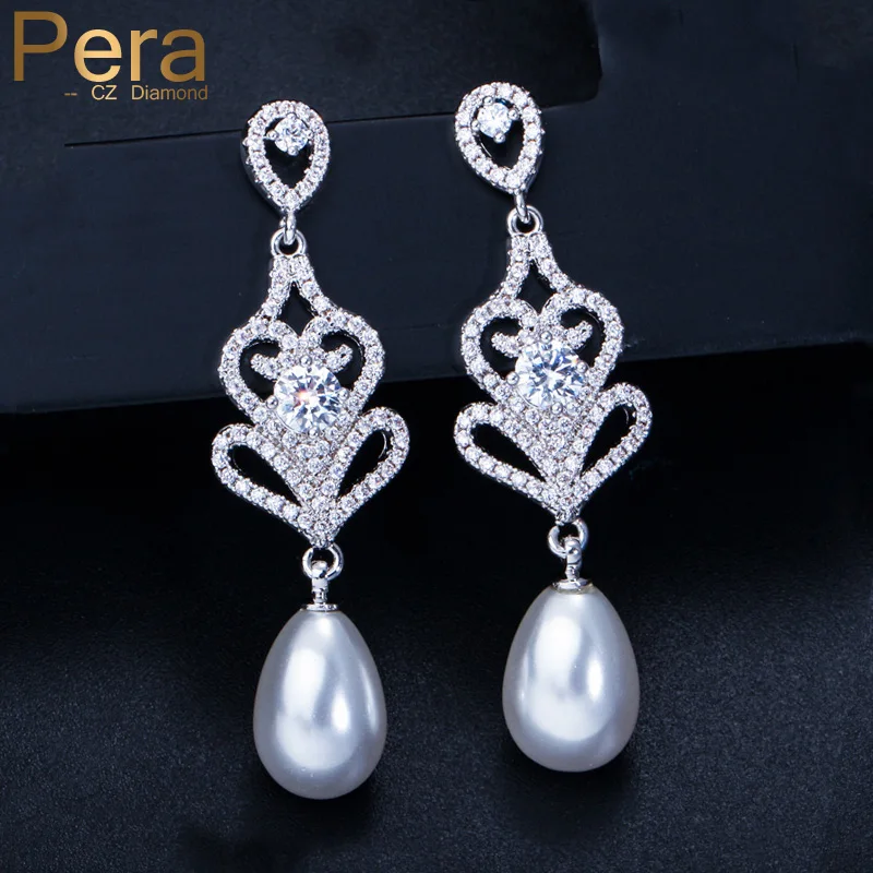 

Серьги-подвески женские серебряные с искусственным жемчугом и фианитом