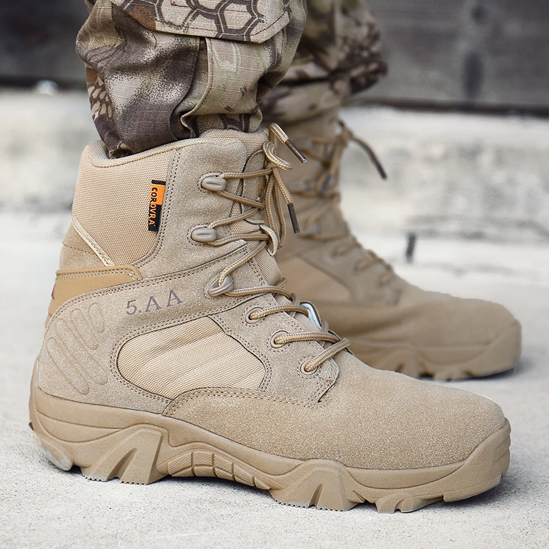 

Mens Boots Military Tactical Special Force Leather Waterproof Desert Combat Ankle Boot Army Work Men's Shoes Plus Size 39-47