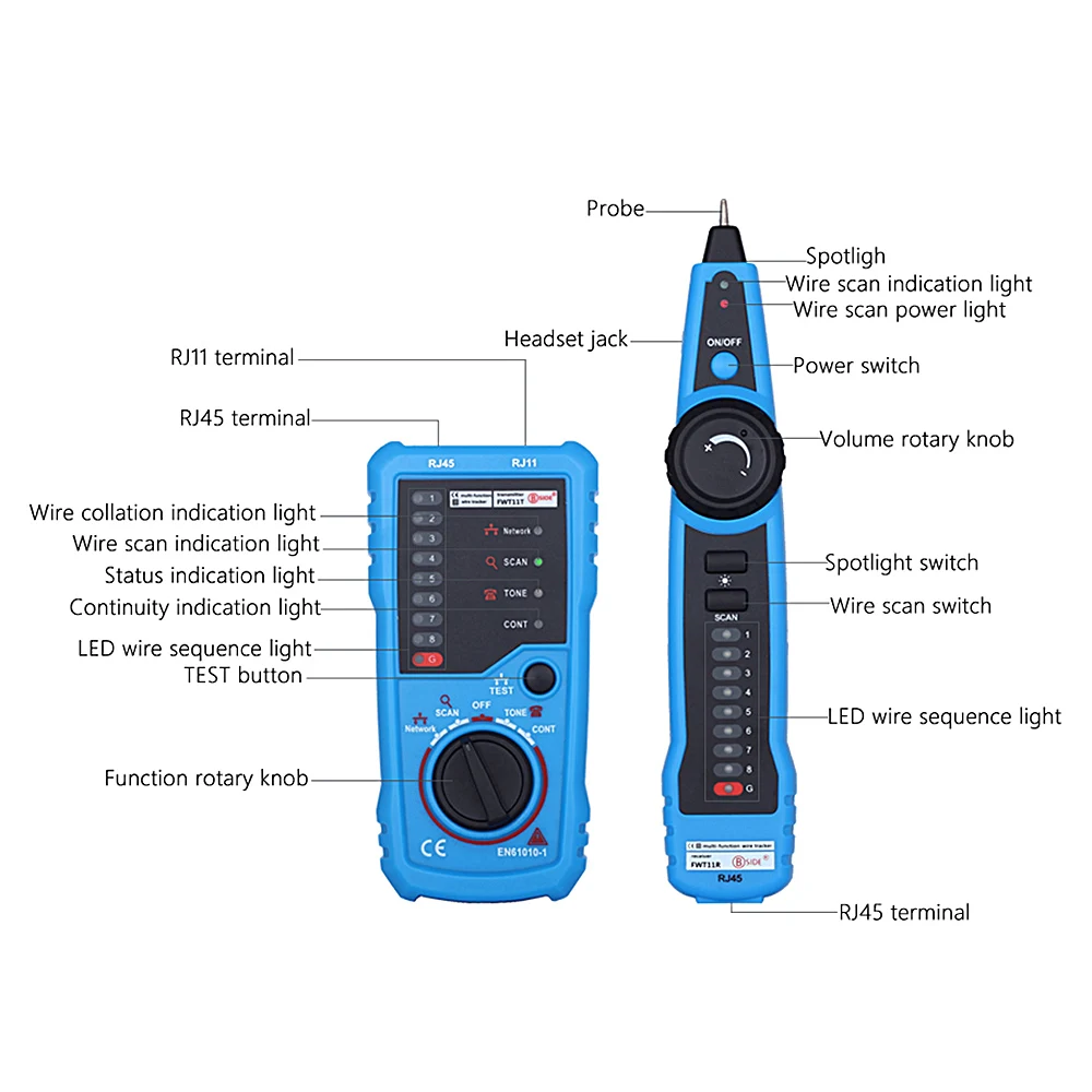 Elisona RJ11 RJ45 Cat5 Cat6 трекер телефонной сети трассоискатель Тестер кабеля Ethernet