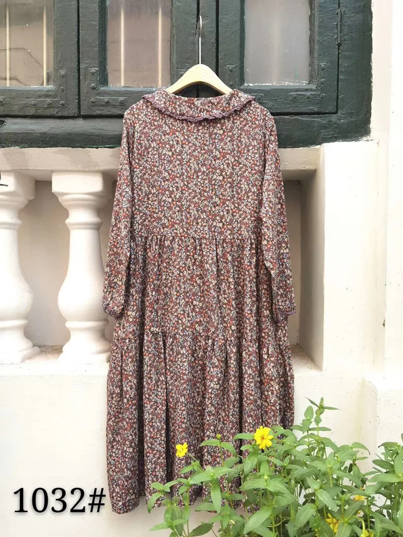 2020 Autumn New Long-Sleeved Dress Mori GIrl Turn-Down Collar Dress H1032