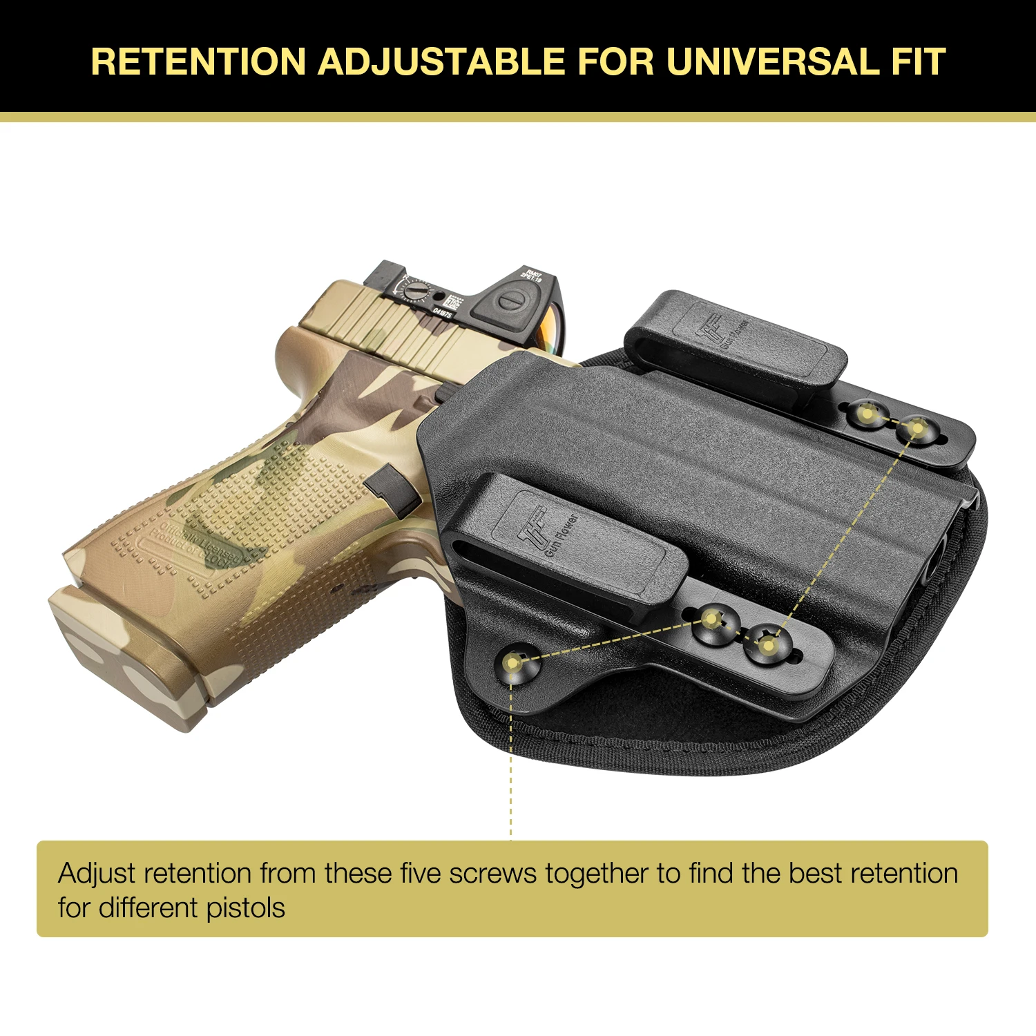 Pistol Holster Gun Holster Hunting Holster Gun Accessories Gun & Flower Kydex Nylon Hybrid Universal IWB Holster Fit Most Gun Models