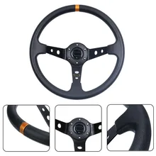 14 дюймов 350 мм OMP из искусственной кожи гоночный автомобиль Руль алюминиевый сплав глубокий кукурузный блюдо Спорт дрейфующий руль универсальный