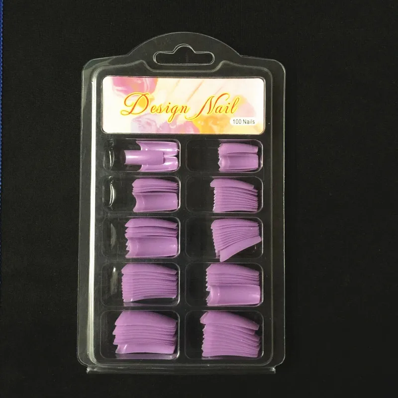 Purple 100 шт./кор. светло-розовые полу-накладные ногти Южной французский салон акриловый Фрезер для ногтей cо шлифовальными арт накладные ногти для маникюра и педикюра для Салон Советы сборка - Цвет: Purple