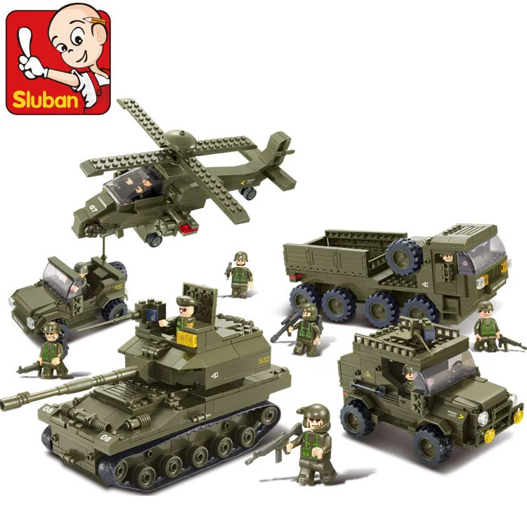 

SLUBAN 0311 996Pcs Military Block Army Joint Attack Truck Building Blocks Construction Bricks DIY Toys Hobbies For Children