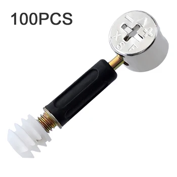

100Pcs 3 in 1 Screw Eccentric Wheel Nut Connection Furniture Connector for Clothes Cabinet Wardrobe Link Fixer Fasteners