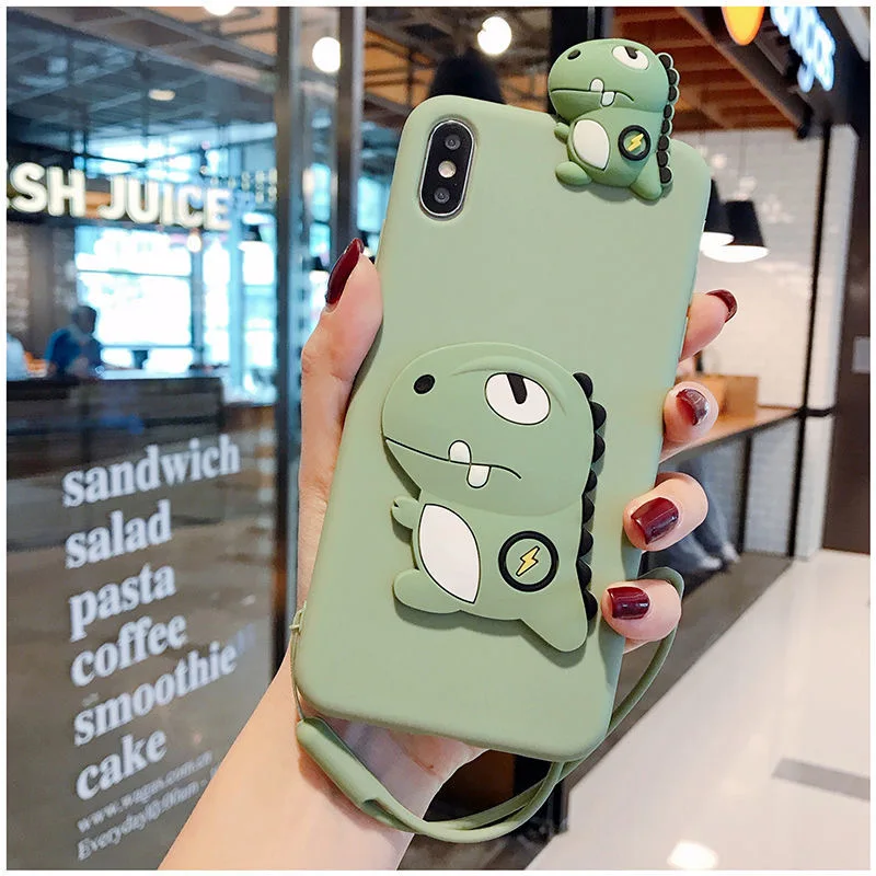 Чехол для iPhone 11 Pro Xs Max XR 6 7 8Plus чехол с динозавром мягкий из ТПУ ремешком