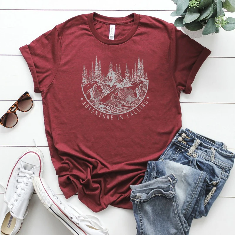 T-shirt Homme B&C Imprimé Nature Montagnes - Randonnée Camping Outdoor