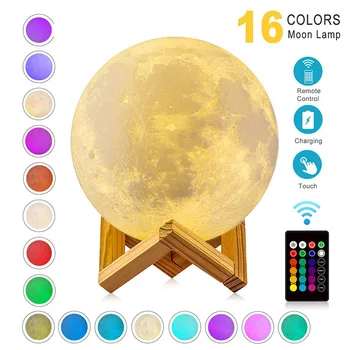 

ZK20 LED Night Light 3D Print Moon Lamp Rechargeable Color Change 3D Light Touch Moon Lamp Children's Lights Night Lamp for Home
