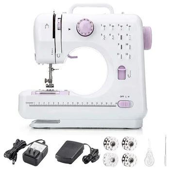 

Mini 12 Stitches Sewing Machine Household Multifunction Double Thread And Speed Free-Arm Crafting Mending LED