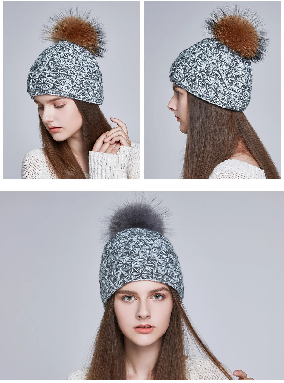 ICEbear Женские шапки для зимы, имитация шерсти, толстые шапки для женщин, однотонные, новые брендовые шапки E-MX18130FQ