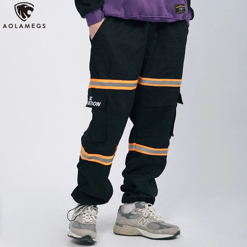 

Aolamegs Men Pants Colorful Striped Print Sweatpants Drawstring Elastic Waist Side Pocket Cargo Style Pants Casual Streetwear