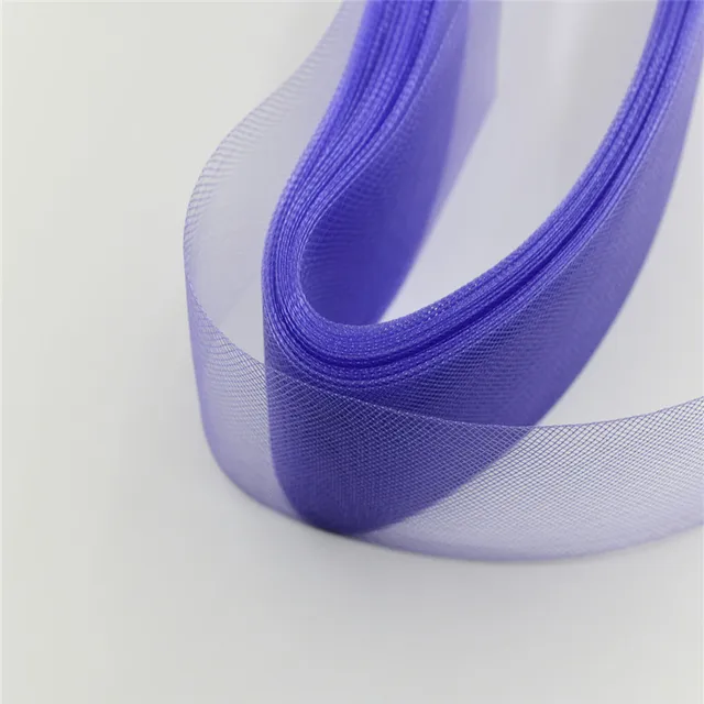 Crinolines Horsehair Mesh Fabric Soft Polyester Wedding  Latin Dance Head Dress Accessories 1cm ~12cm light purple