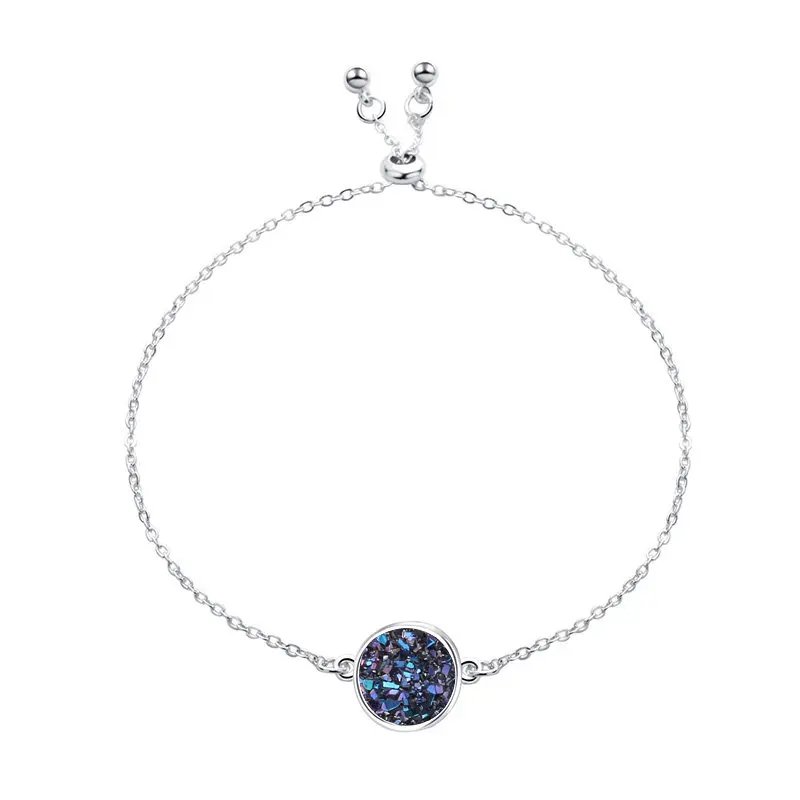 Модный Круглый Druzy браслет Drusy из искусственной смолы Druse камень Регулируемый веревочный шнур браслет ювелирные изделия для женщин/подарок подруге - Окраска металла: 17
