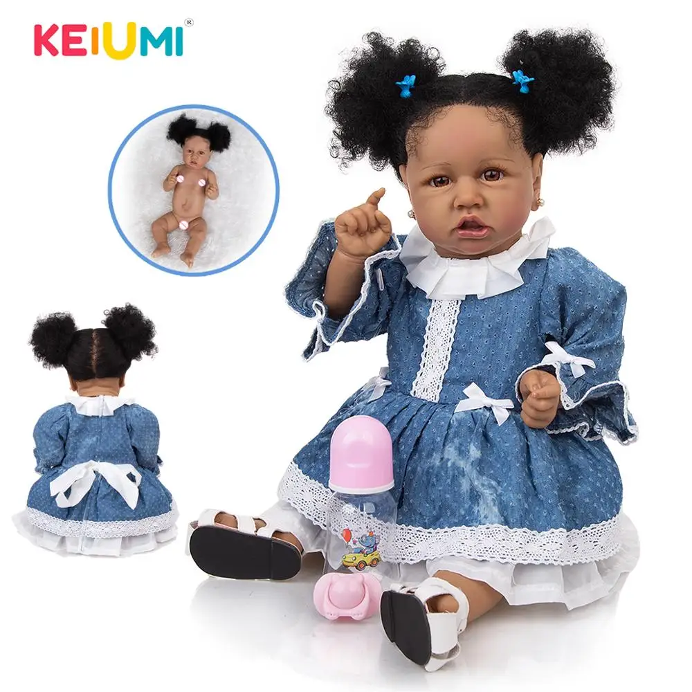 Full silicone KEIUMI 57 CM Soft Silicone Reborn Baby Dolls 2020 Fashion Toddler Boneca Tan Skin Bath Doll Toys Kids Playmate