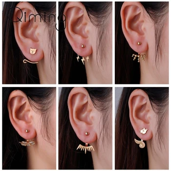 

Statement Beads Thunder Bear Leaf Squirrel Stud Earrings For Women Ear Jackets Piercing Gold fashion Fashion Earrings Woman Gift
