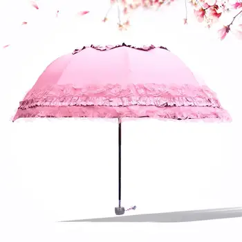 

Cartoon Little Prince Pink Umbrella Rain Women Girl 3 Folding Umbrellas Female Sunny Parasol Lovely Mini Pocket Travel Umbrella