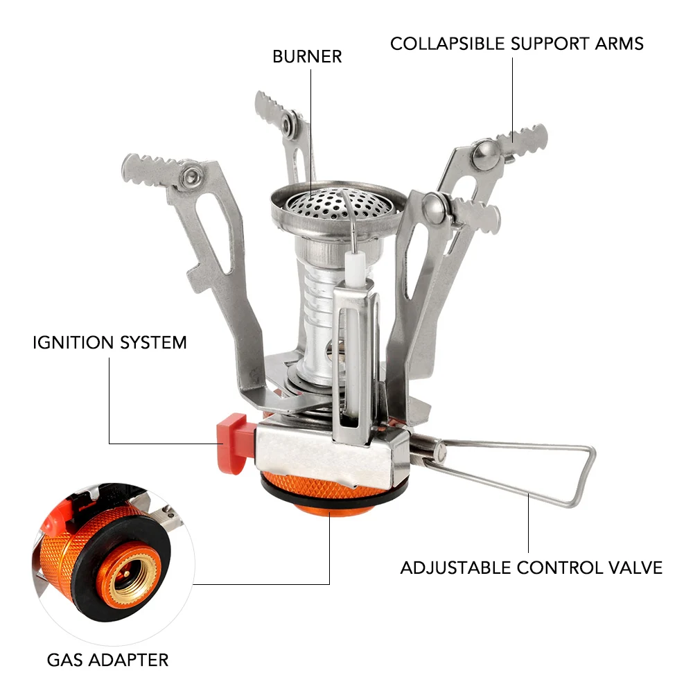 Outdoor Folding Spork Cooking Pots Cookware Set 3000W Camping Stove Dishcloth Picnic Camping Hiking Dinner Tableware Aluminum