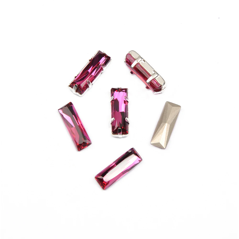 

CTPA3bI 4547 Fuchsia Princess Baguette Crystal Rhinestones Craft Gems Strass Pointback Sewing Stones For Dress Accessories