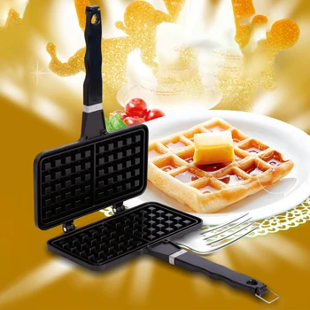 

Waffle Iron Non Stick Baking Pan Mold Stove Top Kitchen Cake Maker Aluminum Alloy Hanging Hole Making Tool Press Plate DIY