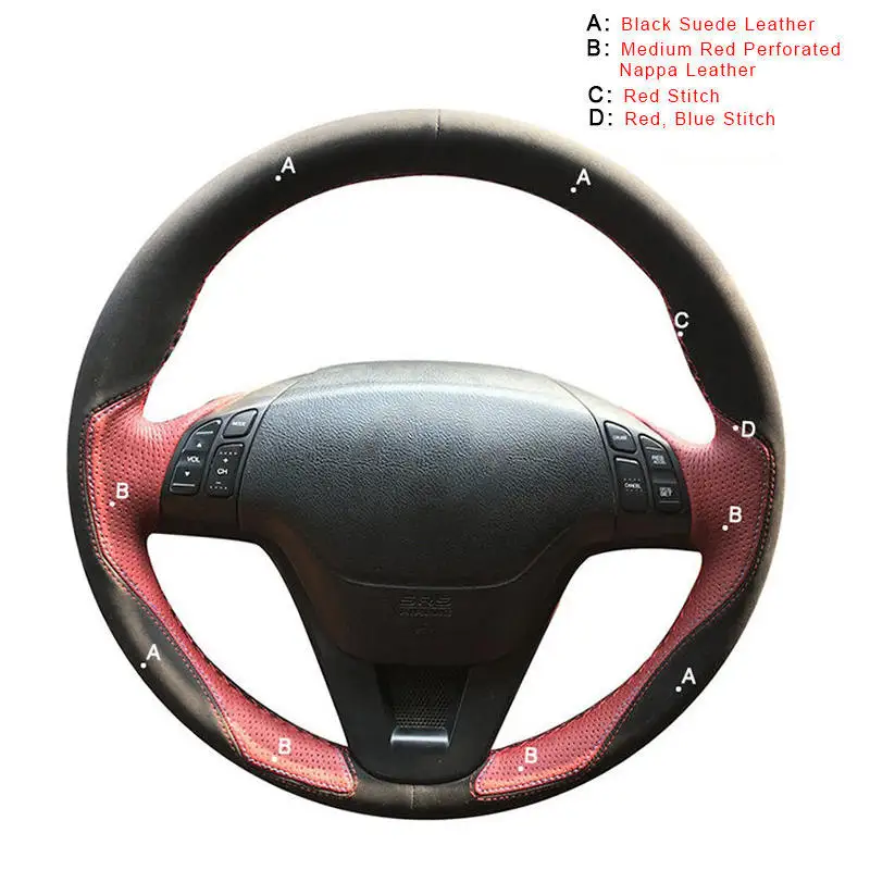 Nappa and Suede Ручная швейная крышка рулевого колеса автомобиля для Honda CRV CR-V 2007-2011 Авто оплетка на рулевое колесо крышки салонные аксессуары - Название цвета: Nappa and Suede