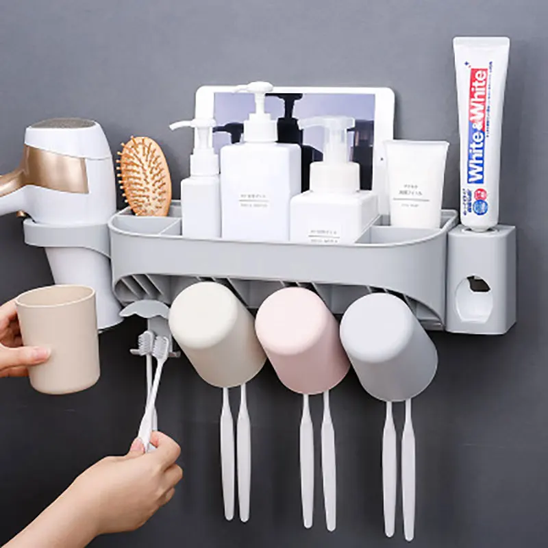 

Toothbrush Holder Automatic Toothpaste Squeezer Dispenser Bathroom Storage Box Wall Mount Bathroom Accessories Toothbrush Rack