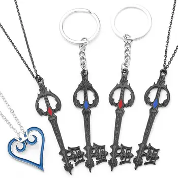 

Wholesale Kingdom Hearts Key Heart Logo Pendant Necklace Vintage Collar Chain For Men Women Jewelry Cosplay Party Accessories