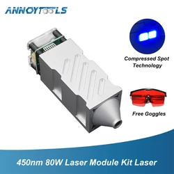 Module Laser 80W, tête Laser 450nm TTL PWM, gravure sur métal, coupe de bois, Machine outil, technologie à points compressés + lunettes Laser 