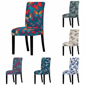 

Butterfly Spandex Elastic Printing Dining Chair Slipcover Modern Removable Anti-dirty Kitchen Seat Case Stretch Chair Cover
