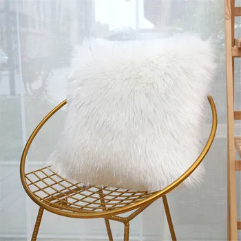 

pillowcase 45X45cm Soft comfortable Faux Fur Throw Pillowcase Plush Cushion Suite Home Decor chair bedroom office Pillow cover