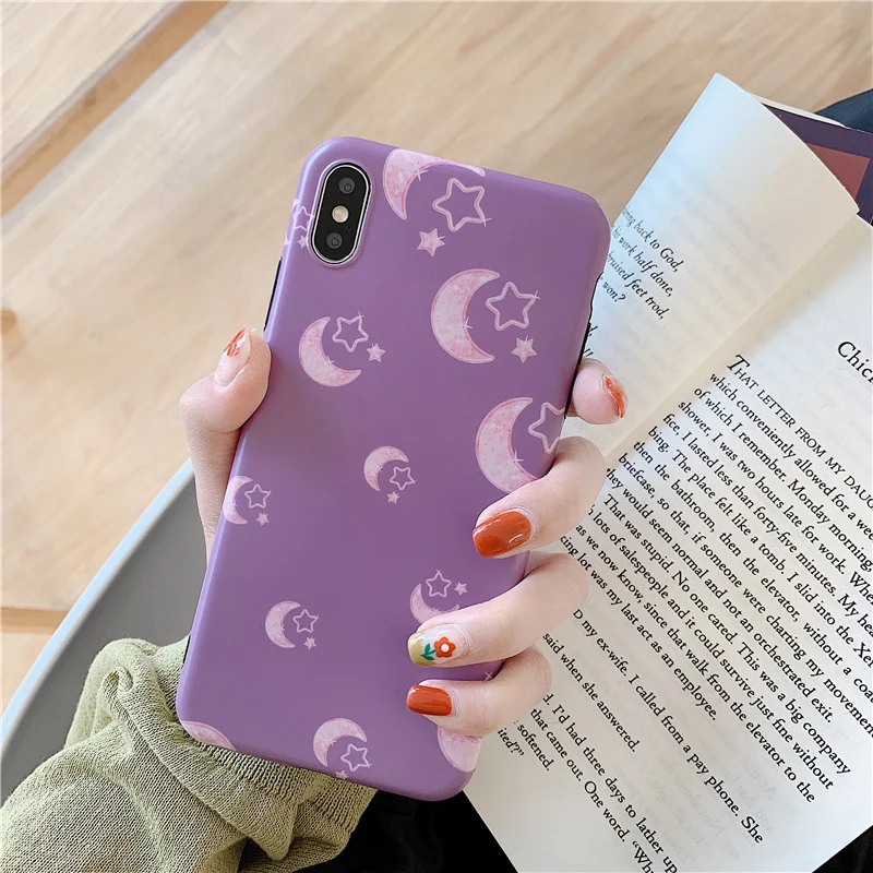 

Cute Moon stars phone cases for iphone XS Max X XR XS matte TPU Case For iphone 6 6s 7 8 plus back cover