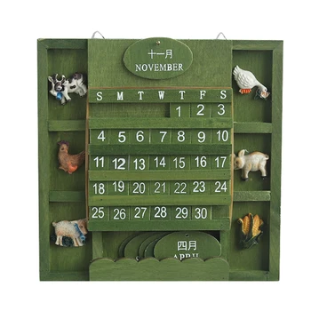 

2020 Rustic Bilingual Calendar Wooden Manual Perpetual Calendar Home Living Room Mediterranean Style Hanging Calendar Crafts