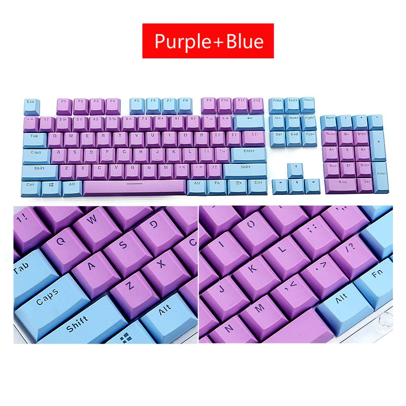 104-key PBT двухцветные колпачки для ключей, механические колпачки для ключей, полупрозрачная поддержка, светодиодный светильник, колпачки для ключей