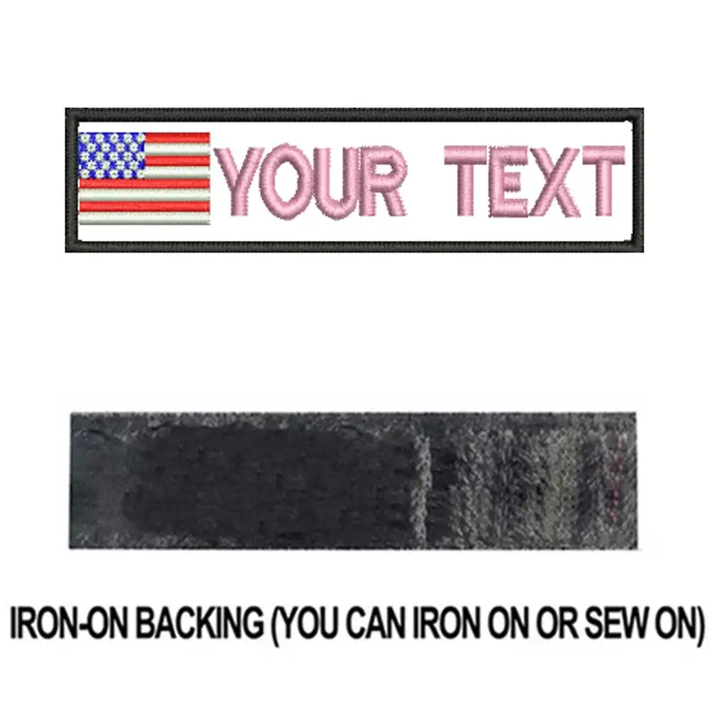 pink iron on Пользовательские флаг США имя патчи персонализированные железные на крючок подложки - Цвет: pink iron on