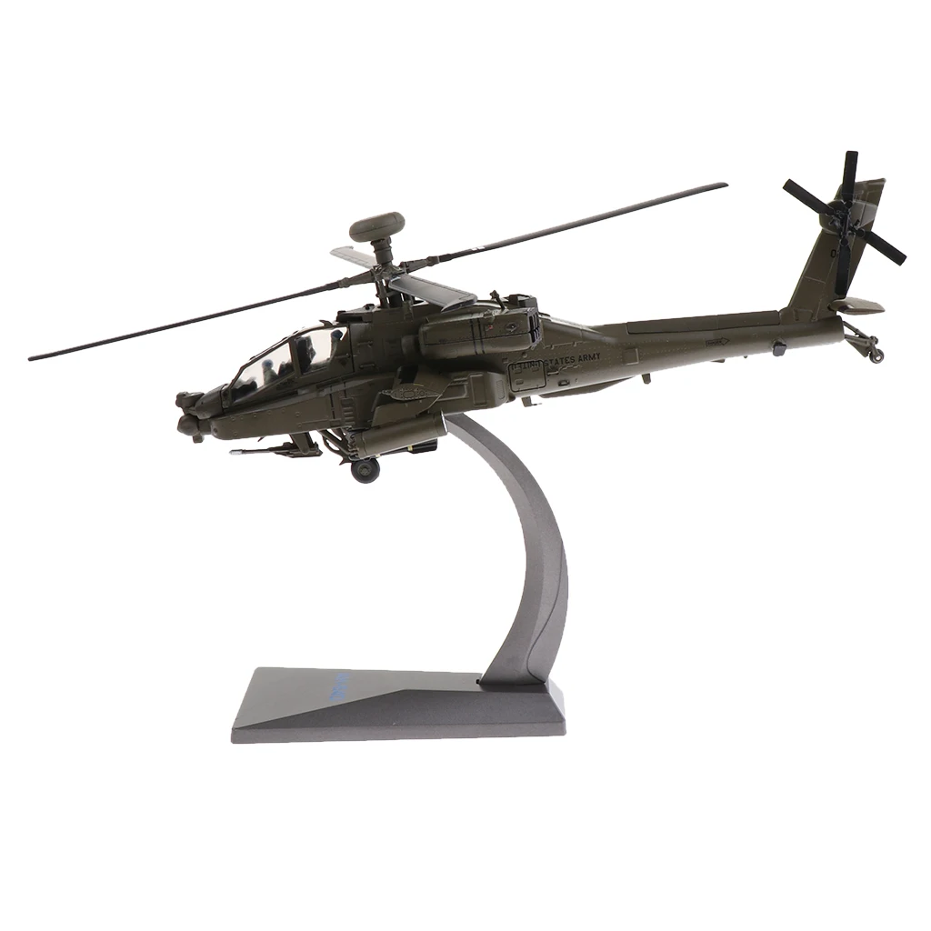 1:72 AH64 Apache Helicopter Model Kit with Stand, Realistic Army Airplane Model, Decoration for Home Office Table Shelf Desktop