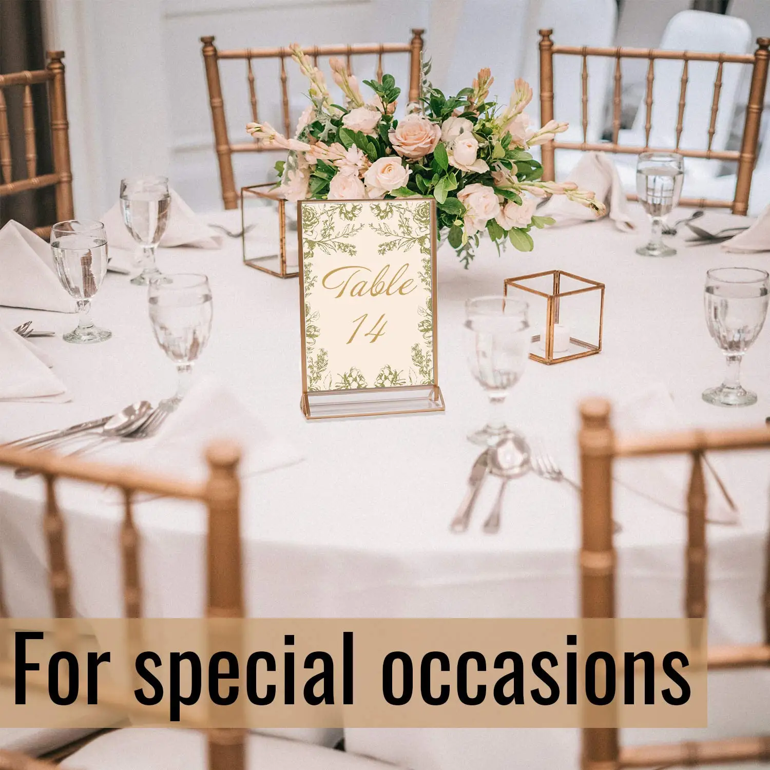 Gold Double Sided Picture Frames Acrylic Sign Holders Vertical Photo Stand for Table Numbers Wedding Cards Pressed Flowers Menu