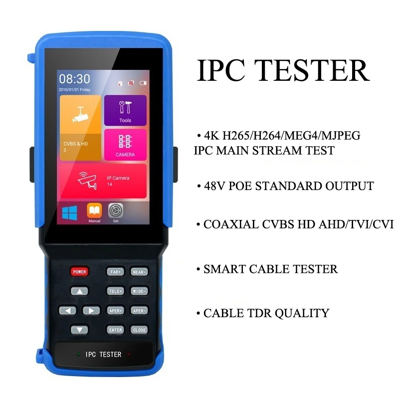 

4.3 Inch 5 In 1 HD H.265 4K IP CCTV Tester Monitor AHD CVI TVI Analog CVBS 8MP5MP IP Camera RJ45 TDR WIFI ONVIF 12V3A POE Tester
