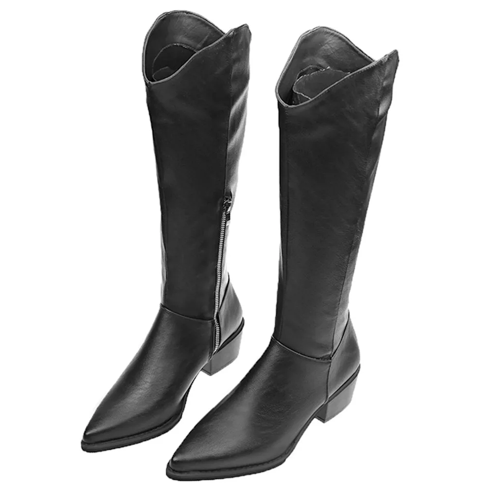 Cool Women Rider Horse Riding Boots Smooth Leather Knee High Boots Autumn Winter Warm High Boots Mountain Riding Boots#J30