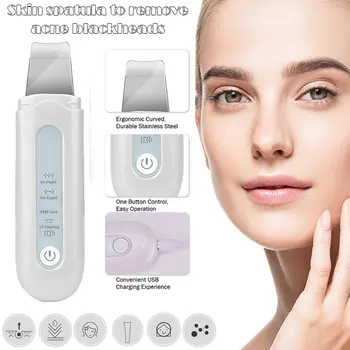 

Hot Deep Cleaner Tool Facial Ultrasonic Skin Scrubber Spatula Face Extractor Peeling Tool t6
