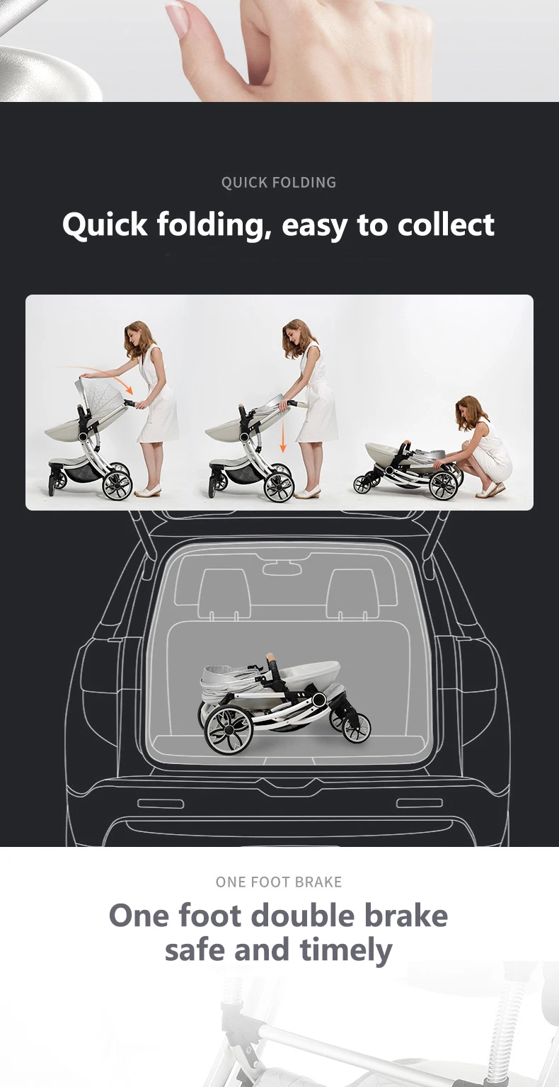 Роскошная детская коляска Двусторонняя детская коляска с Seatable складной светильник trolly и высокий вид 2 в 1 детская коляска