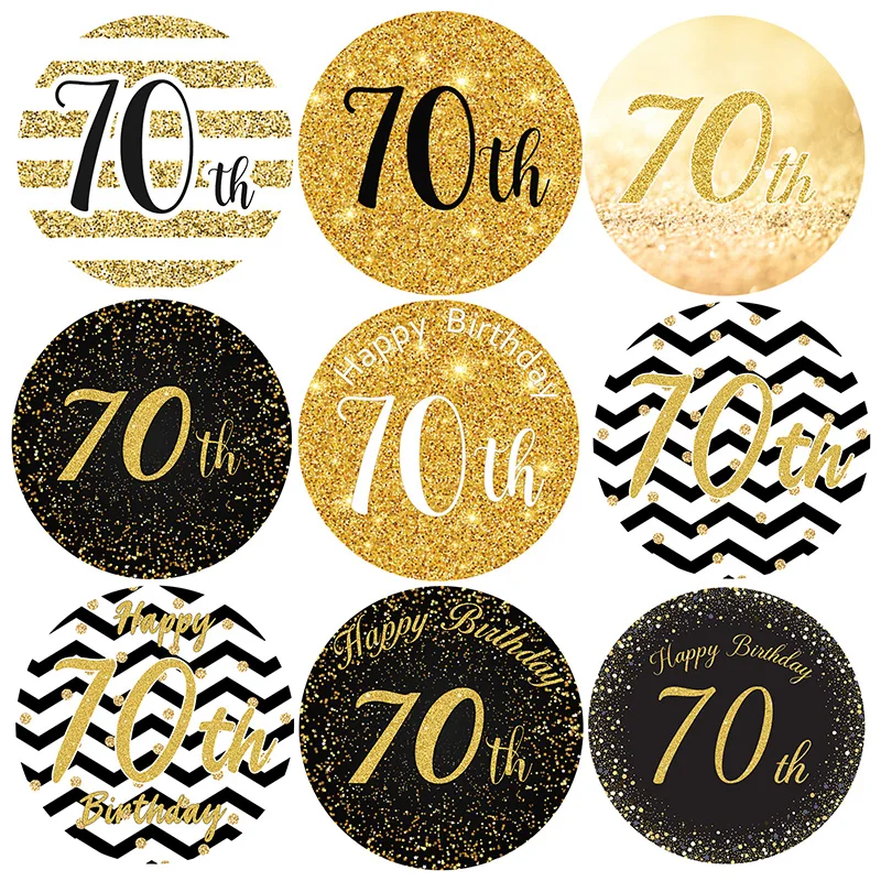Happy Birthday 70th Birthday Decor Stickers Party Decorations Adult 70 Birthday Celebration Anniversary Seal Labels Gold Sticker - Party & Holiday Diy ...