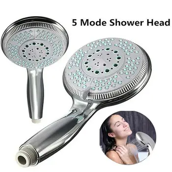 

5 Mode Large Shower Heads Chrome Water Saving Bath Anti-limescale Shower Handset Bathroom Accessories Water Saving Rainfall