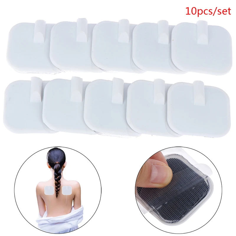 10Pcs/set Reusable Silicone Gel Electrode Pads Nerve Muscle Pads Stimulator Tens Digital Therapy Self Adhesive Pads  4*4cm