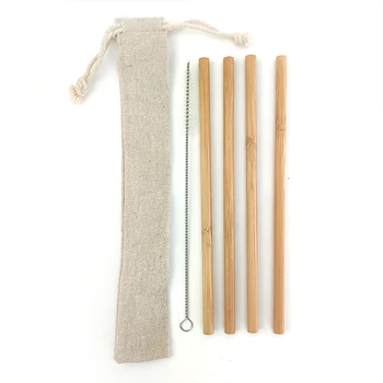 

Natural Organic Bamboo Straw Set Eco Friendly Bamboo Straw Reusable Drinking Straws with Straw Case Brush