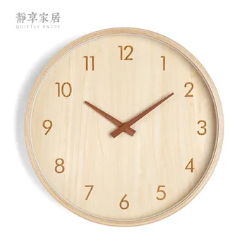 

Nordic Large Wall Clock Silent Wood Modern Cloaks Wall Home Decor Wooden Needle Watch Home Kitchen Horloge Murale Gift FZ786