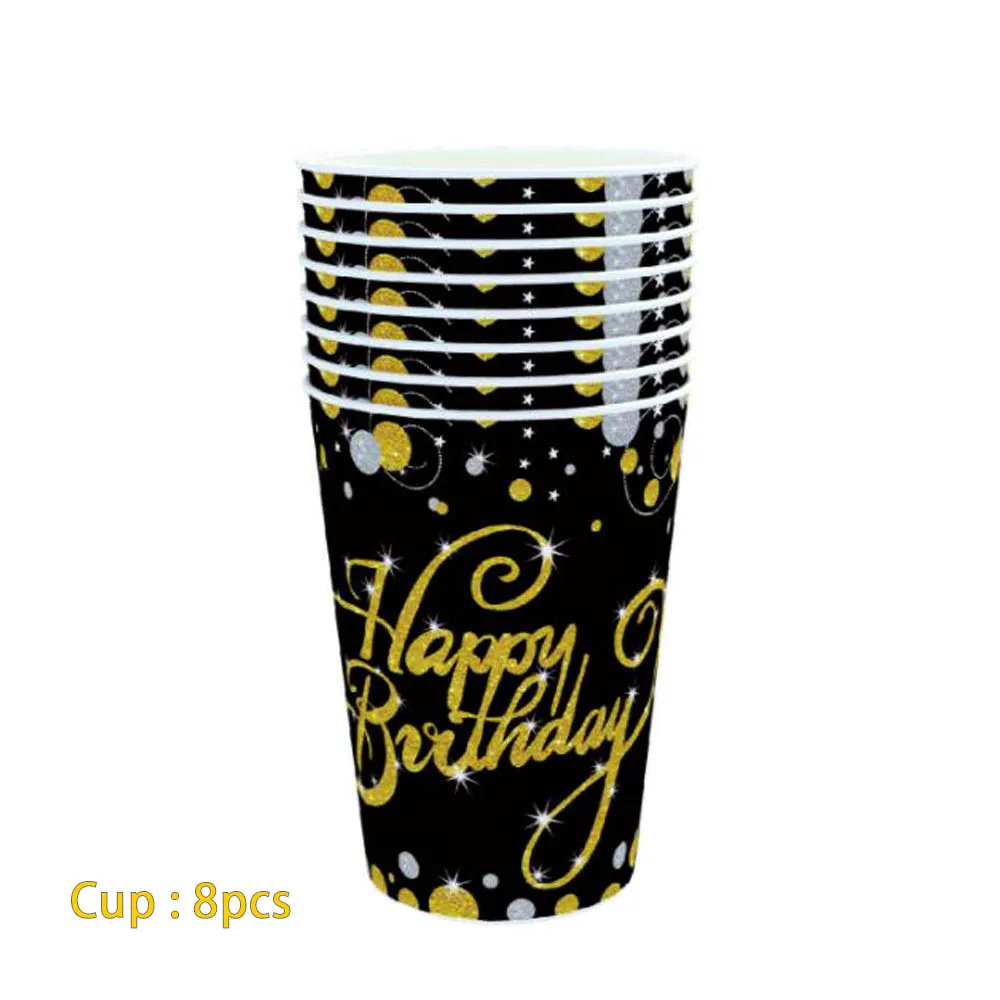 Colorful gold 40 years old disposable tableware straw plate cup napkins birthday Christmas party set decoration for home