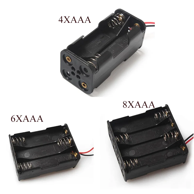 Battery storage box, case, holder, box DIY 1 2 3 4 6 8 Slots AAA Battery Case Box Holder Storage Case With Lead Wire Bateria Protection Container
