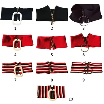 

Womens Winter Choker Geometric Ring Zipper Ribbed Knit Neck Warmer Scarf